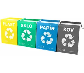 SIXTOL SORT Easy 4 METAL 4szt / Worki na odpady sortowane / 30x30x40cm / 4x36l