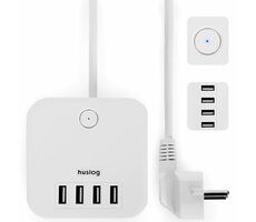 Huslog Przedłużacz 230V 1,5m biały / 3 gniazda / 4X USB-A