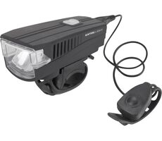 Extol-LIGHT Biała lampa rowerowa 350lm / ładowanie USB / klakson / dioda LED 5W 
