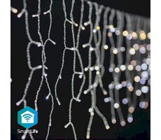 Lampki świąteczne Nedis SmartLife / Icicle / Wi-Fi / Od ciepłej do chłodnej bieli / 240 diod LED / 5,00 m / Android i iOS