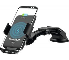 TechniSat Smartcharge 1 Uchwyt samochodowy do ładowania telefonu czarny / 65-100 mm / do siatki / do szkła / Qi / USB-C / 10W