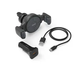 Uchwyt samochodowy HAMA FC-10 Flex-Set z bezprzewodową ładowarką Qi / zasilaczem