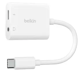 Adapter Belkin USB-C biały / USB-C / gniazdo 3,5 mm / 60 W