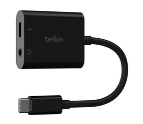Adapter Belkin USB-C czarny / USB-C / gniazdo 3,5 mm / 60 W