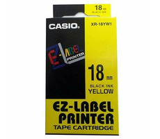 Oryginalna taśma do drukarek etykiet Casio Casio XR-18YW1 / czarny nadruk / żółte tło / nielaminowana / 8m / 18mm