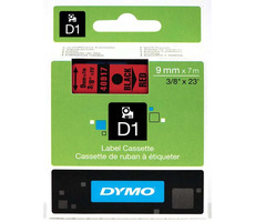 Taśma Dymo D1 9mm x 7m czarna na czerwonym