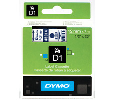 Taśma Dymo D1 12mm x 7m niebieska na białym tle