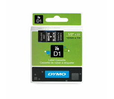 Taśma Dymo D1 12mm x 7m biała na czarnym