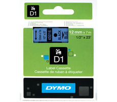 Taśma Dymo D1 12mm x 7m czarna na niebieskim