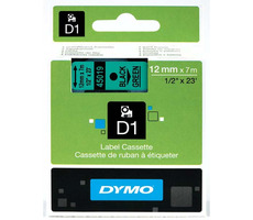 Taśma Dymo D1 12mm x 7m czarna na zielonym