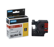 Oryginalna taśma do drukarek etykiet Dymo 19mm x 5,5m (czerwone tło) / biały nadruk / RHINO winyl profi D1