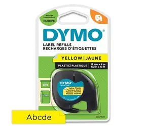 Oryginalna taśma do drukarek etykiet Dymo 12mm x / czarny nadruk / żółte tło / taśma plastikowa LetraTag