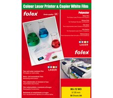 folex BG-72 WO DIN A4 / Folia poliestrowa biała błyszcząca do druku dwustronnego / laser / 50 szt.