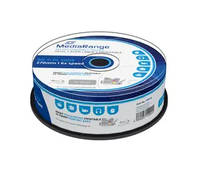 MediaRange BD R Blu-RAY 50 GB 6x wrzeciono dwuwarstwowe 25 szt. - do druku atramentowego