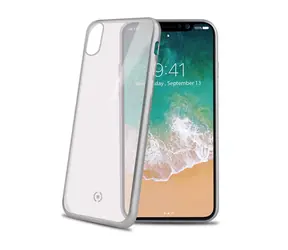 Etui Celly Laser TPU - obramowanie z efektem matowego metalu do Apple iPhone X w kolorze srebrnym
