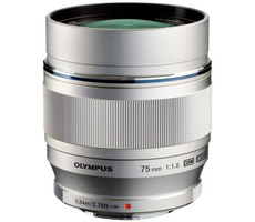 Olympus M. ZUIKO Premium ET-M7518 srebrny / 75mm / 1:1:8 (odpowiednik 150mm) stały teleobiektyw / cały metal 