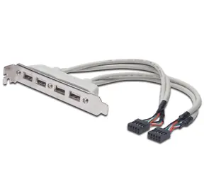Osłona gniazda Digitus z 4 portami USB / kabel 2x 10 Pin / 0,25m