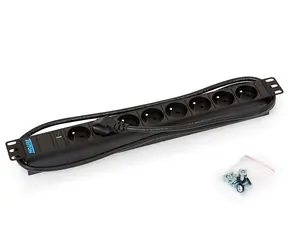 Panel dystrybucyjny Triton 19", gniazdo 8xCZ, lampka kontrolna, 3x1,5mm, kabel 2m CZ-DE, RAL9005