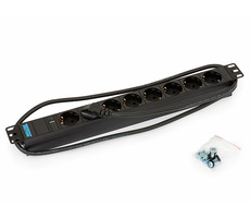 Panel dystrybucyjny Triton 19" / gniazdo 8xxDE / lampka kontrolna / kabel 3x1,5mm / 2m CZ-DE / RAL9005