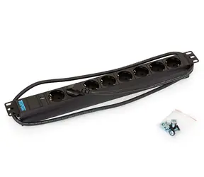 Panel dystrybucyjny Triton 19" / gniazdo 8xxDE / lampka kontrolna / kabel 3x1,5mm / 2m CZ-DE / RAL9005