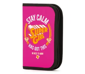 Piórnik szkolny Presco Group Supergirl - STAY CALM / 21x13x3 cm