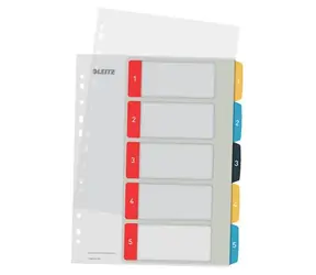 Plastikowe indeksy Leitz Cosy A4, do pisania na komputerze 1-5 / Wyprzedaż