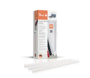 Peach grzbiet oprawy plastikowy 21 Rg A4 12mm biały 25 szt