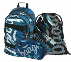 BAAGL SET 3 - Zestaw szkolny Skate Structures / plecak / piórnik / torba