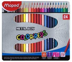 Kredki trójkątne Maped Color&#39;Peps 24 szt. w blaszanym pudełku