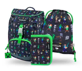 BAAGL 3 SET - Zestaw szkolny - Airy Minecraft / plecak / piórnik / torba