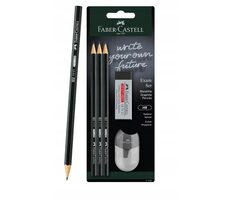 Zestaw egzaminacyjny Faber-Castell Ołówek grafitowy - twardość HB 3 szt. + gumka + temperówka