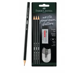 Zestaw egzaminacyjny Faber-Castell Ołówek grafitowy - twardość HB 3 szt. + gumka + temperówka