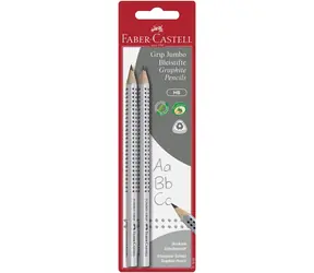 Ołówek grafitowy Faber-Castell Jumbo Grip - HB srebrny 2 szt.
