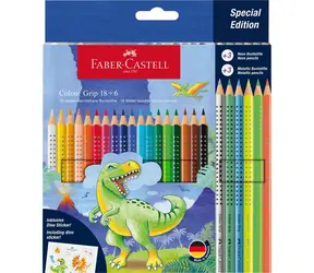Faber-Castell Color Grip Dinosaur - Kredki - pudełko papierowe 18+6 szt.