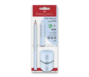 Ołówek grafitowy Faber-Castell Jumbo Grip 2001 B w kolorze błękitnym zestaw 1+2 szt.