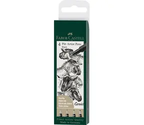 Faber-Castell Pitt Artist Pen Marker - czarne plastikowe opakowanie 4 szt. 