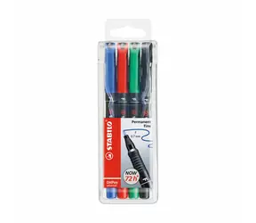 STABILO® OHPen Universal - cienki - zestaw 4 szt. - zielony, czerwony, niebieski, czarny