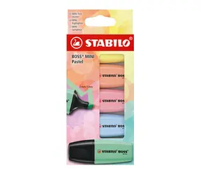 STABILO® BOSS MINI Pastel - zestaw 5 sztuk - 5 różnych kolorów