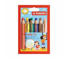 STABILO® Woody 3 w 1 - zestaw 6 elementów - 6 różnych kolorów