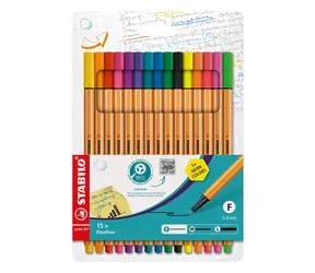 STABILO® point 88 - zestaw 15 szt. - 15 różnych kolorów, w tym 5 neonowych