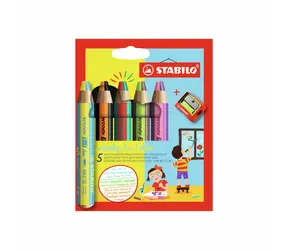STABILO® Woody 3 w 1 duo - dwukolorowy ołówek - zestaw 5 elementów z temperówką