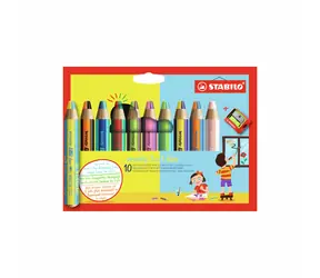 STABILO® Woody 3 w 1 duo - dwukolorowy ołówek - zestaw 10 szt. z temperówką