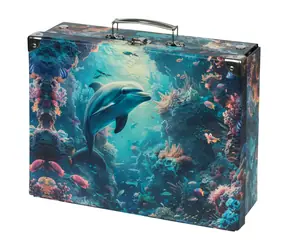 BAAGL Walizka szkolna składana Delfin z okuciami / 32,5 x 10,5 x 26 cm