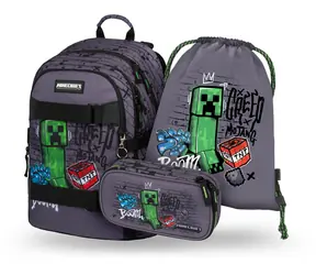 Zestaw BAAGL SET 3 - Zestaw szkolny Skate Minecraft TNT: Plecak / Etui / Torba