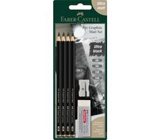 Ołówki grafitowe Faber-Castell z temperówką i gumką / 6 szt. / czarne