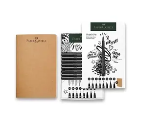 Zestaw markerów Faber-Castell + szkicownik / 9 szt. / czarny
