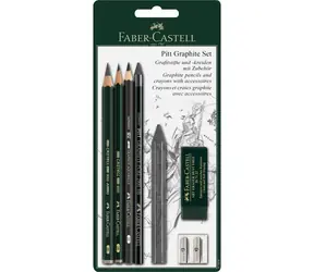 Ołówki grafitowe Faber-Castell z gumką i temperówką / 7 szt. / czarne