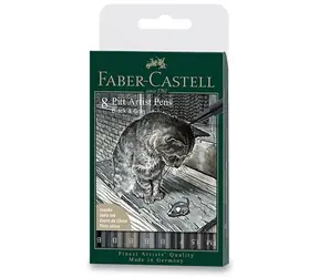 Zestaw markerów Faber-Castell / 8 szt. / czarno-szary