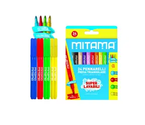 MITAMA Zmywalne markery kolorowe z końcówką 3 mm (24 szt.)