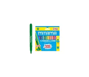 MITAMA Zmywalne kolorowe markery JUMBO z końcówką 5 mm (12 szt.)
